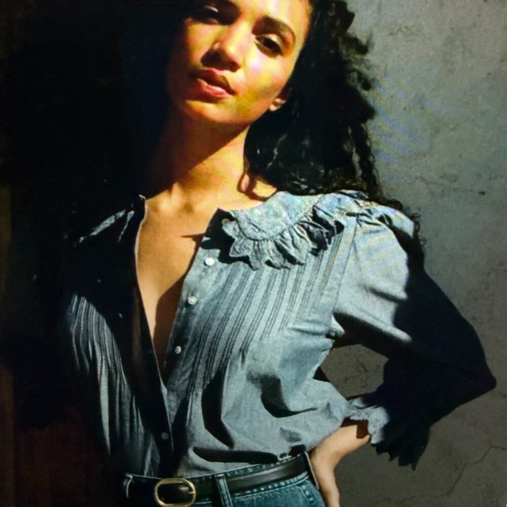 DOEN Sz L Hickory Top in Chambray Blue